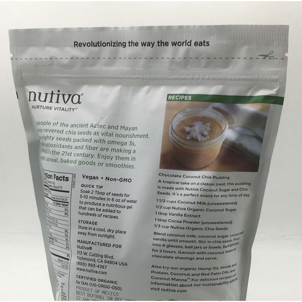 Hạt Chia Đen Nutiva Của Mỹ gói 907gram