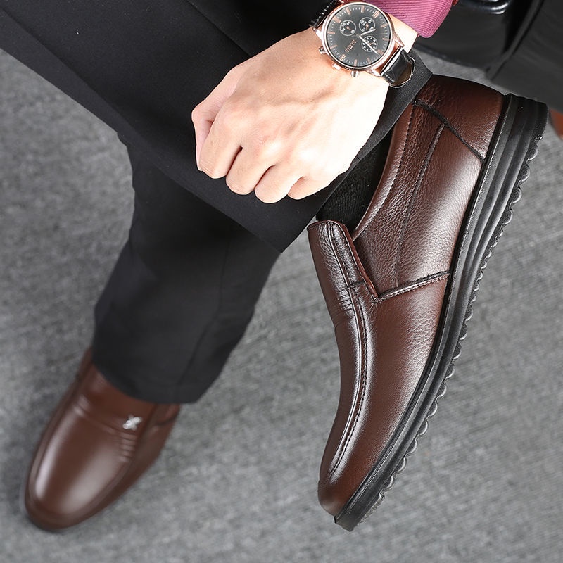 Giày Da Bò 100% Chính Hãng Đế Mềm Chống Trượt Cho Nam