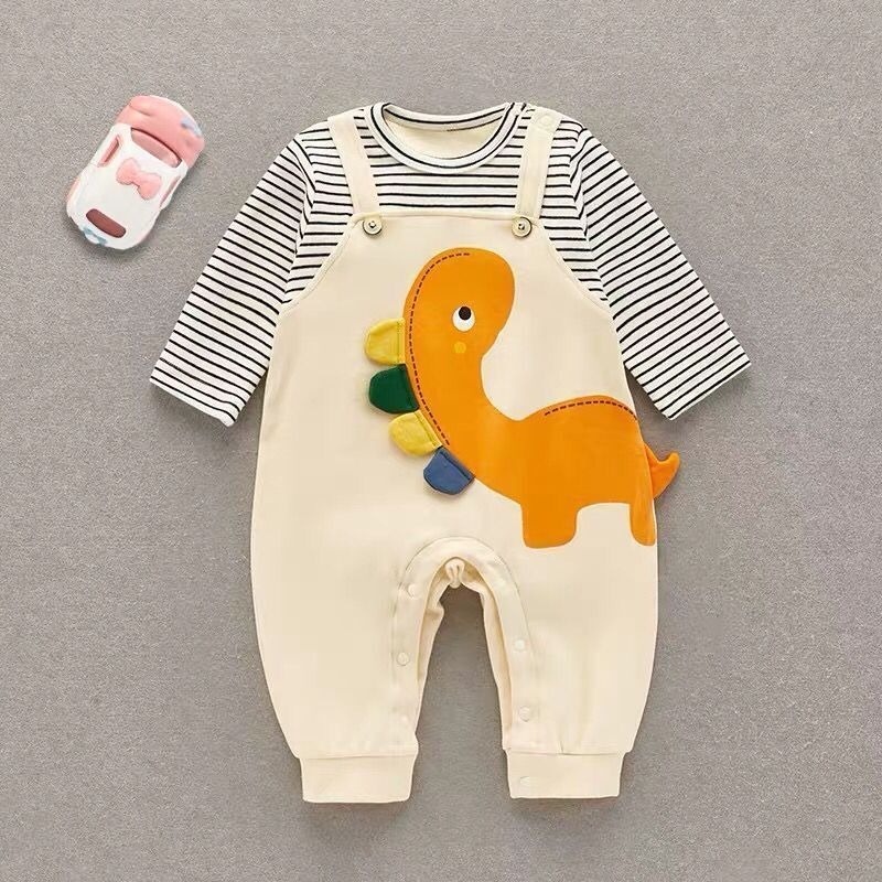 Áo liền quần tay dài vải cotton thời trang đáng yêu dành cho bé sơ sinh