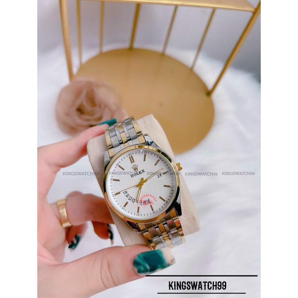 (Rolex.viền trơn) Đồng hồ nam ROLEX - hàng cao cấp -dây đúc đặc, không bay màu- Bảo hành 12 tháng - Donho.rolex