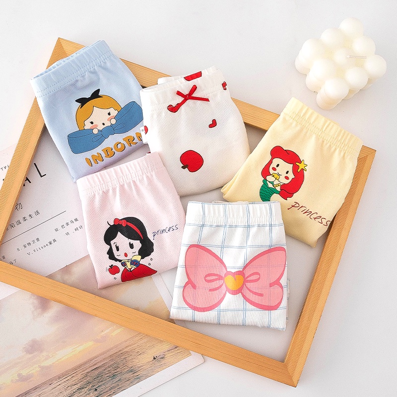 [THOMAS Kids] Quần Lót Boxer Cotton Thoáng Khí Thoải Mái Họa Tiết Nàng Tiên Cá Hoạt Hình Dành Cho Bé Gái 3-12 Tuổi Bán Sỉ