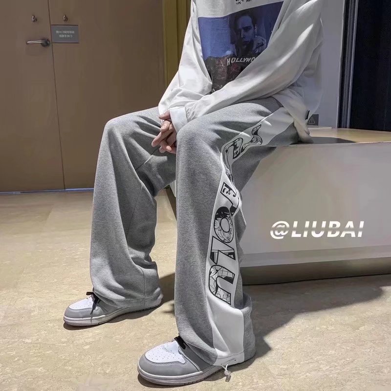 Quần dài thời trang dáng rộng phong cách hip hop kiểu mùa hè 2022 thấm hút mồ hôi size lớn dành cho nam S-3XL