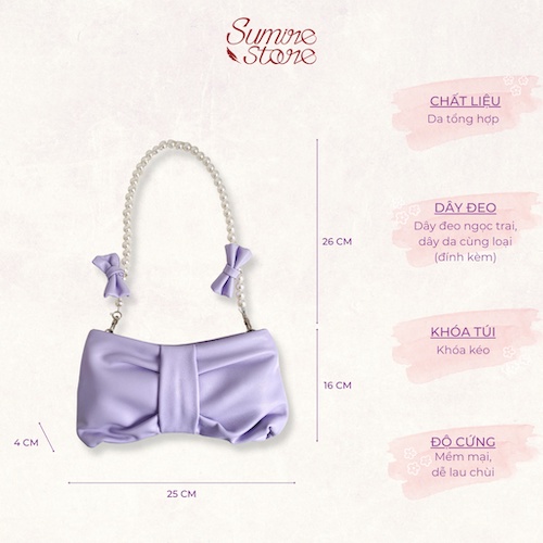 Sumire Store Túi xách nơ 2 bên tím