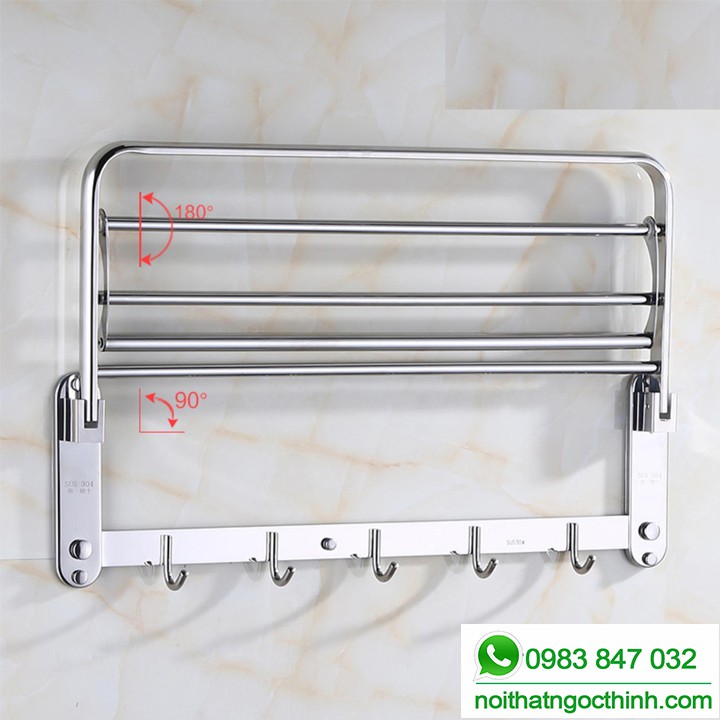 Kệ treo khăn (giá treo khăn) đôi 2 tầng MKT-05B inox 304 bóng sáng treo khăn phòng tắm sang trọng