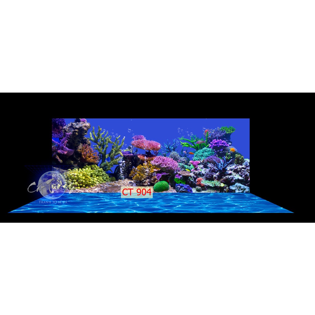 tranh 3d. tranh dán bể cá thủy sinh, bể cá rồng (tranh lưng)