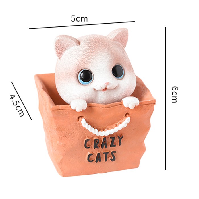Tượng mèo con lắc lư Crazy Cat, mô hình Mèo trang trí để bàn, để ô tô