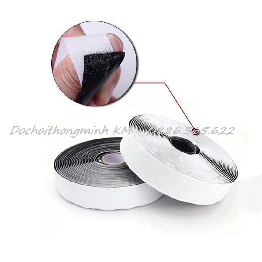 1 mét băng dán xé kích thước 3.8cm (velcro tape/ khóa nhám) CÓ KEO DÁN SẴN tiện lợi