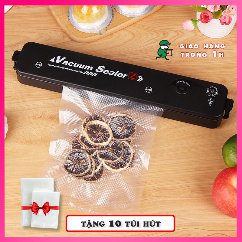 Máy Hút Chân Không Thực Phẩm Kèm Hàn Miệng Túi Vacuum Sealer Chính Hãng - Tặng 10 Túi