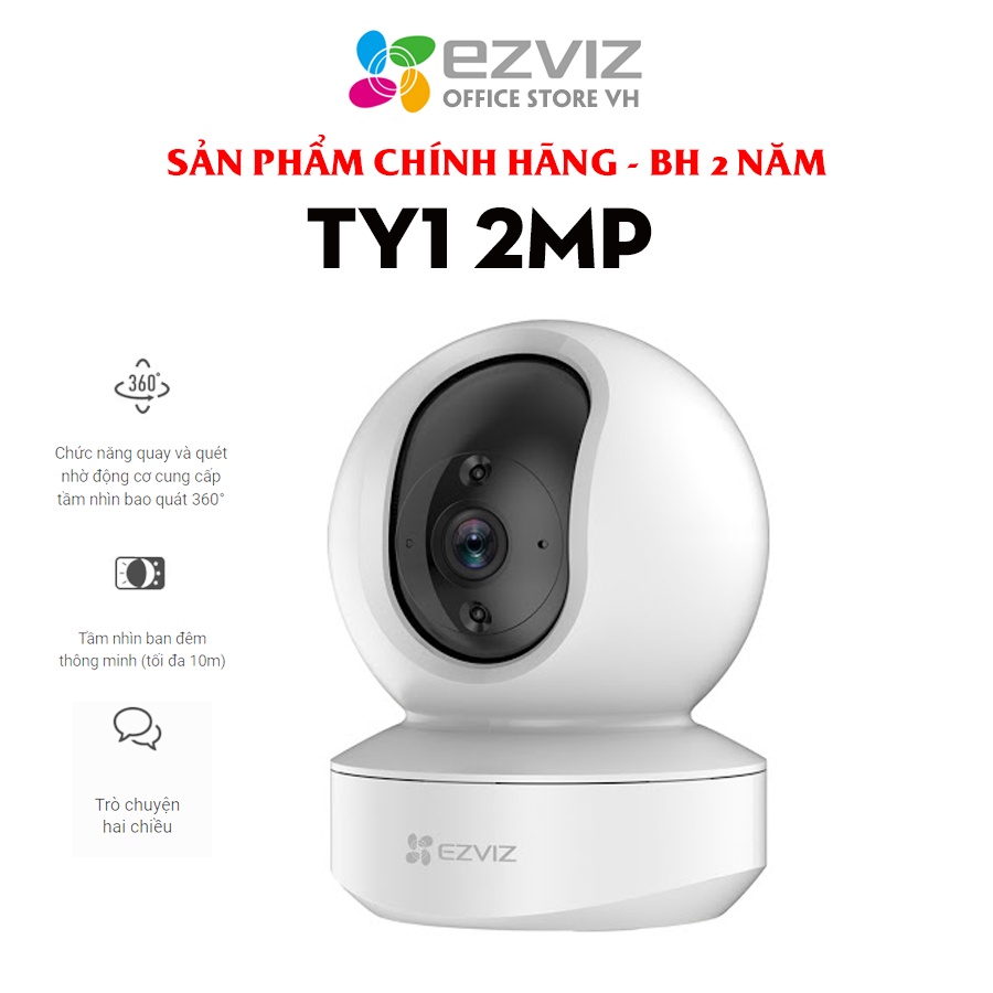 [MUA 2 TẶNG 1 QUÀ EZVIZ] Camera Wifi EZVIZ TY1 1080P xoay 360 độ trong nhà, đàm thoại 2 chiều