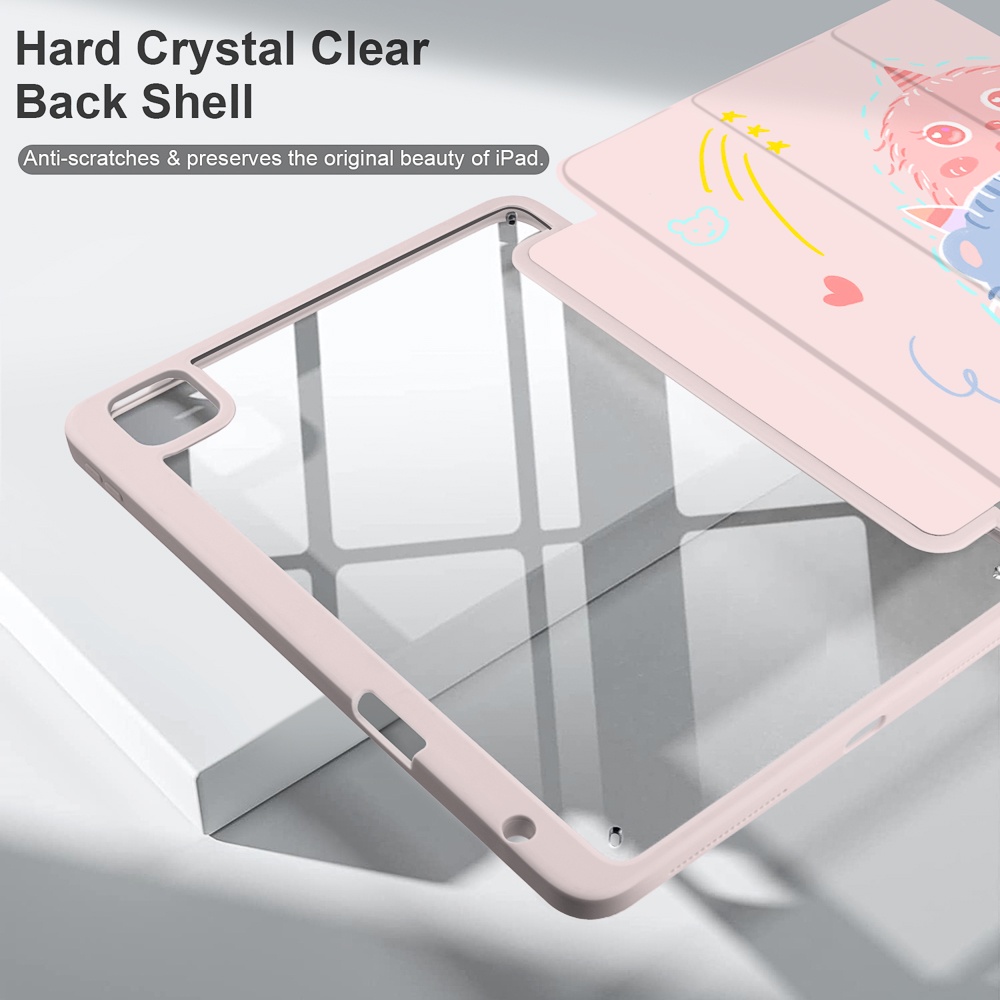 Bao Da PU Máy Tính Bảng Phối Acrylic Trong Suốt Cho 2022 iPad Air5 Air4 2020 Pro11 Pro12.9 2021 2018