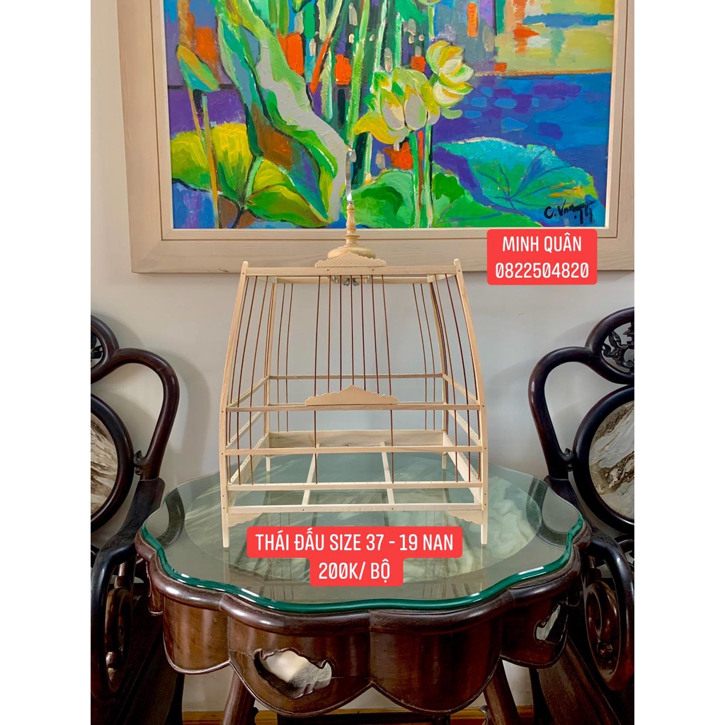 Khung gỗ lồng chào mào tự ghép thái đấu