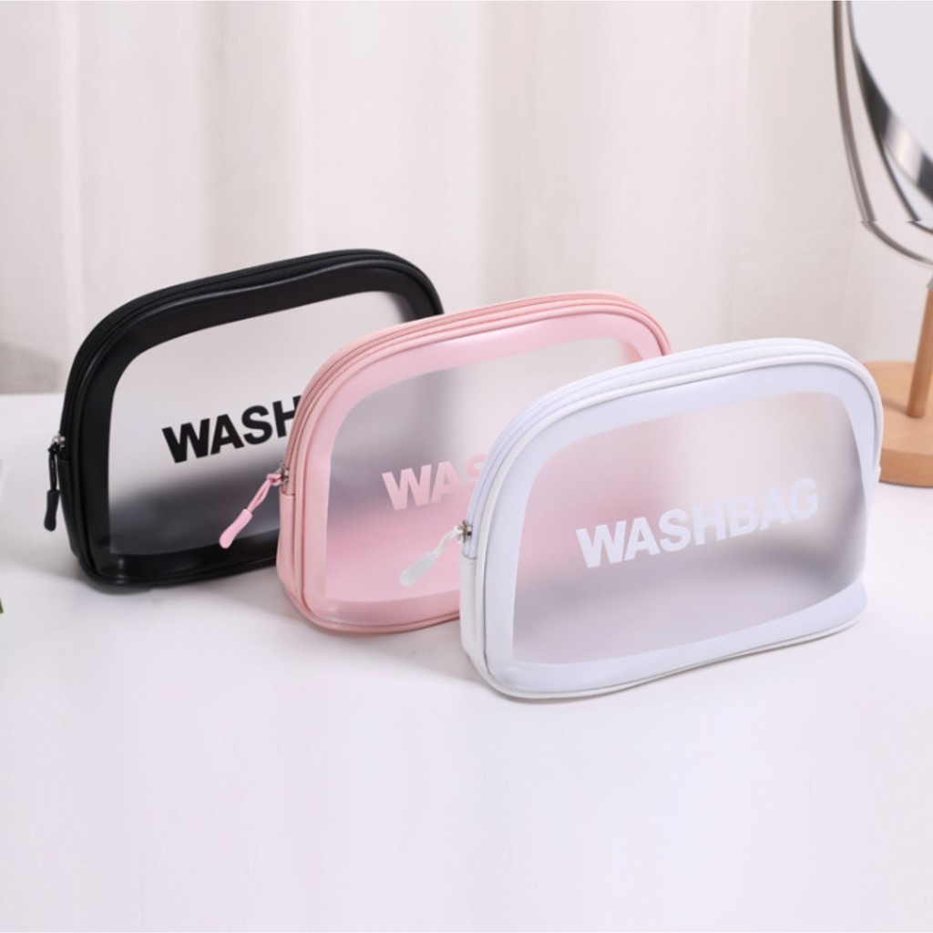 Túi hộp đựng mỹ phẩm, đồ trang điểm đi du lịch cá nhân washbag trong suốt có khóa kéo, chống thấm nước tiện dụng 88249