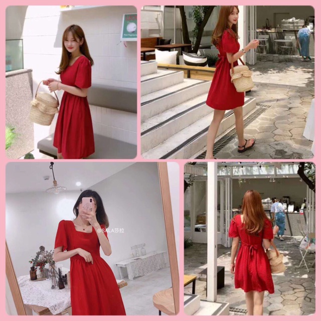 XẢ HÀNG - VÁY CỔ VUÔNG CHẤT MÁT MS16267