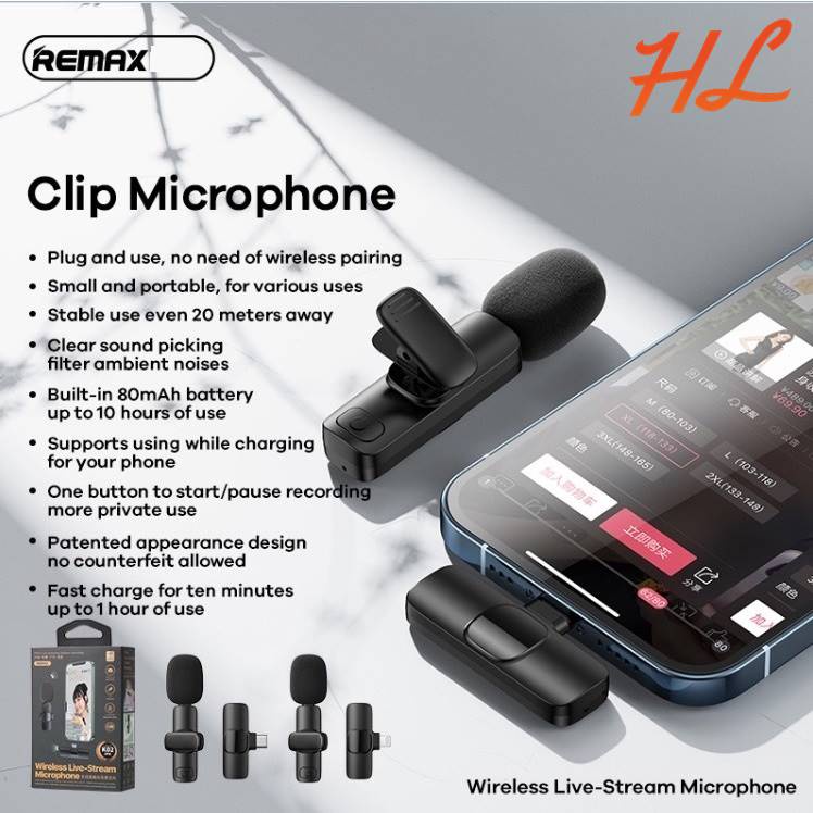 Micro Livestream Không Dây Remax K03 (Cho Thiết Bị Dùng Cổng Type C / Lighting) - BH 12 Tháng - Hưng Long PC
