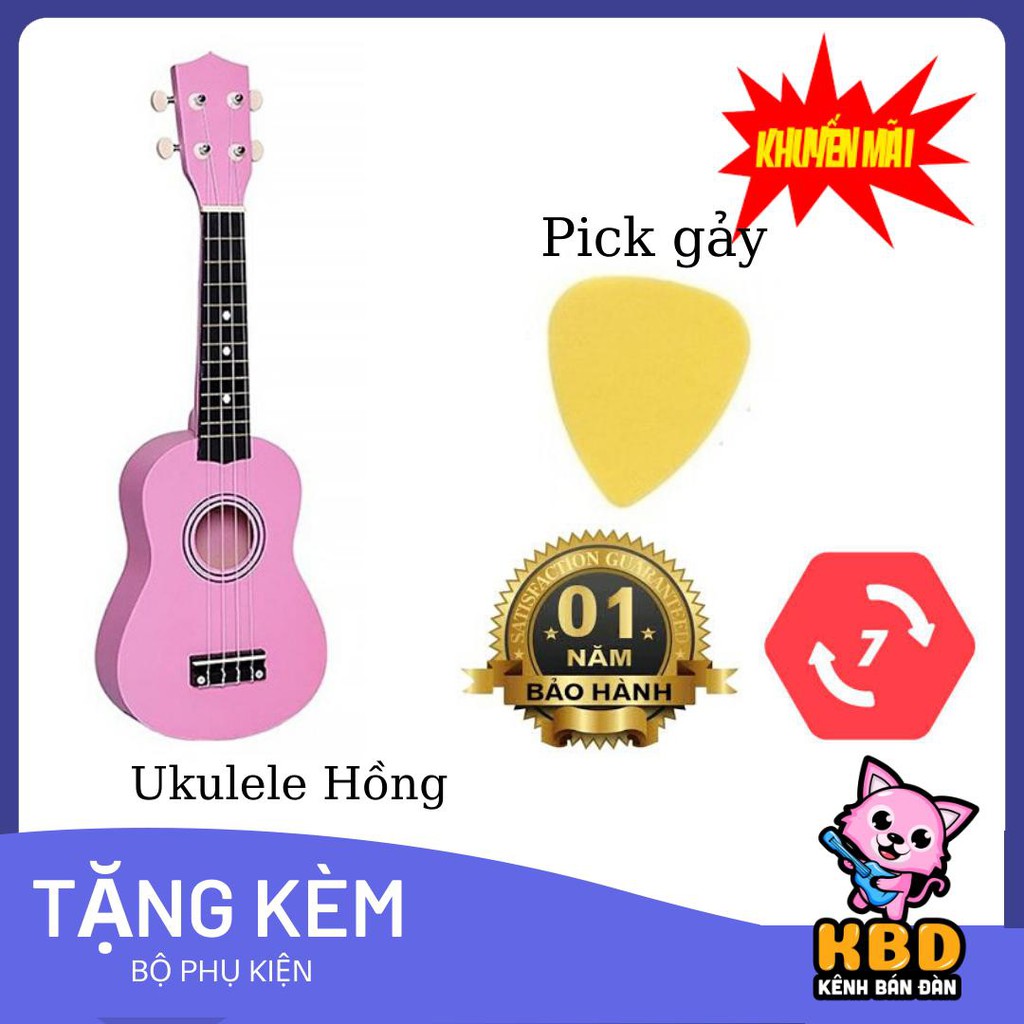 Đàn Ukulele soprano màu trơn KBD 33A15-HD (Hồng đậm)