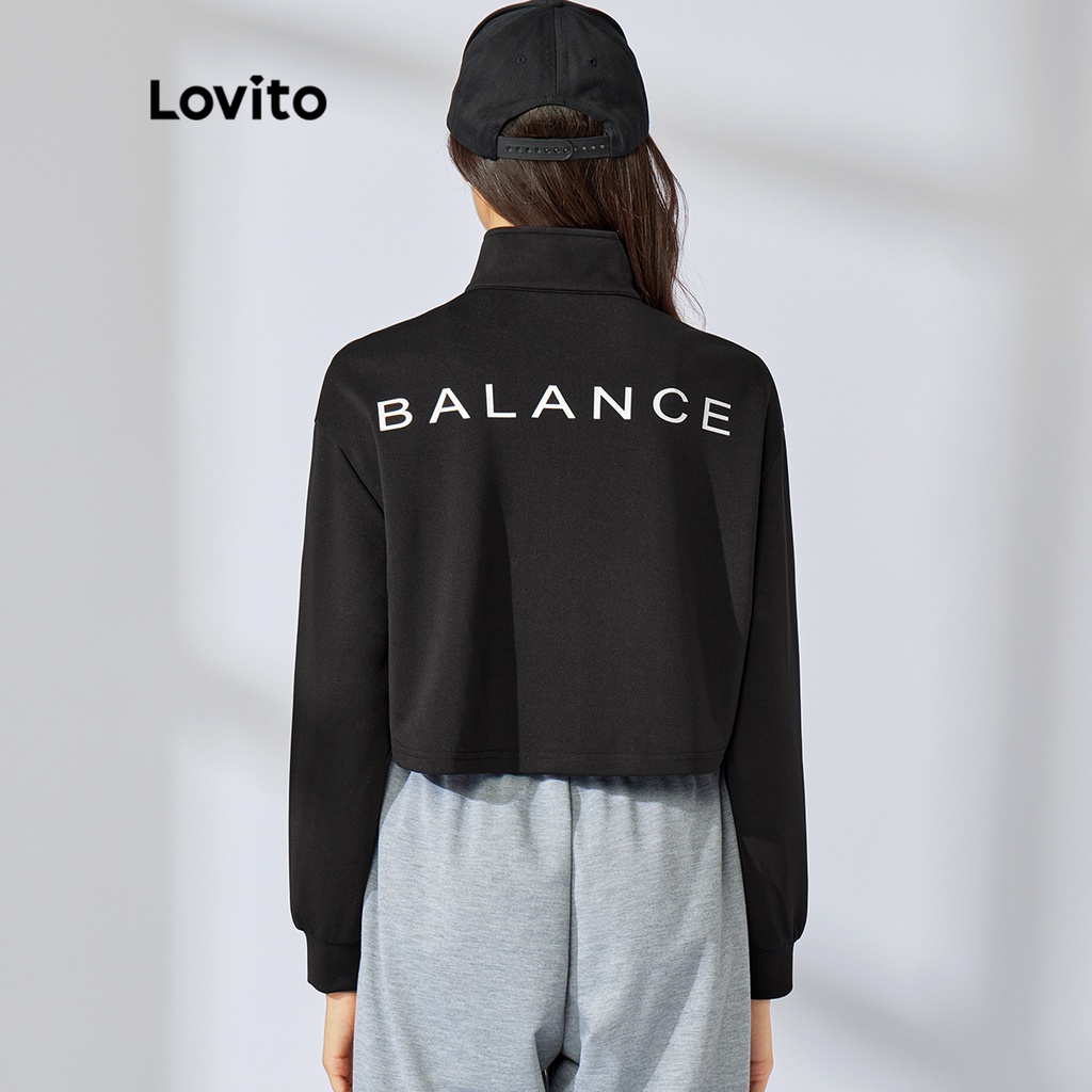 Áo Khoác Lovito Lovito Yoga Nữ Màu Đen Trơn Chống Gió L31ED033 (Đen)