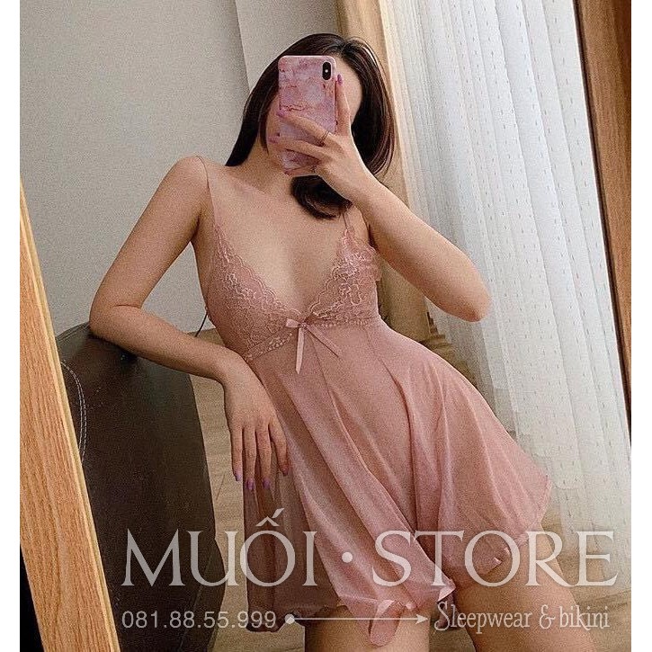 [Mã FAMARAL2 giảm 10K đơn 50K] SX 044 - Váy ngủ ren hồng vở đỗ hot 2021 QUẢNG CHÂU - Hàng có sẵn( video+ ảnh thật)