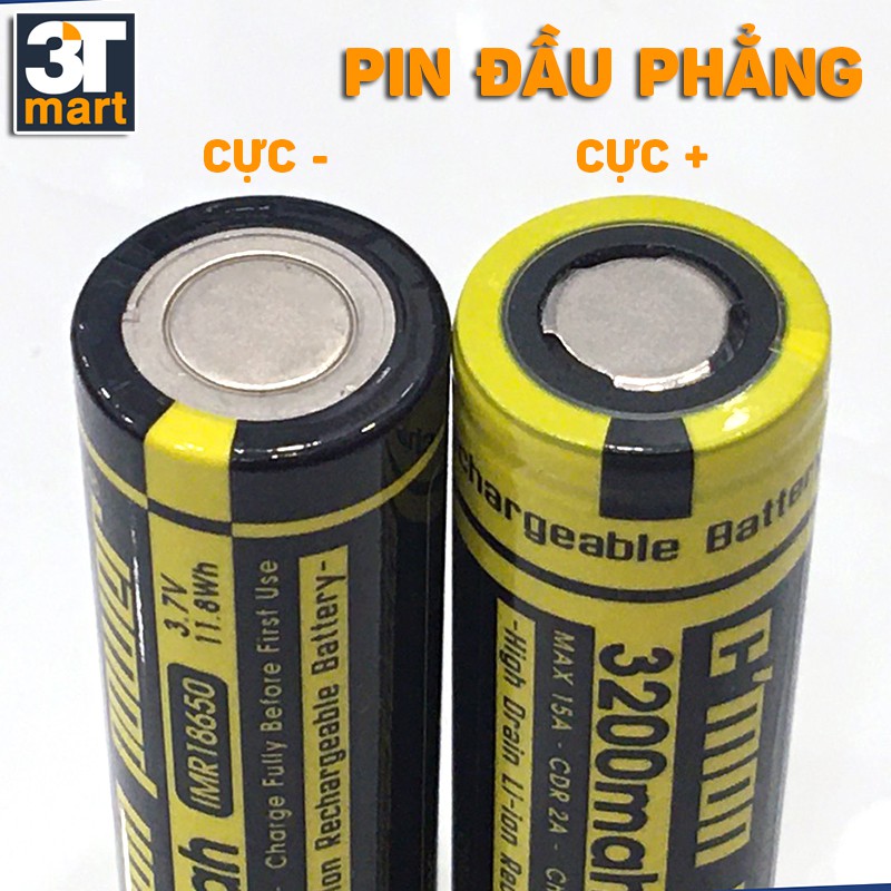 Bộ 4 pin sạc C'MON POWER IMR 18650 3200mAh 15A 3.7V (chuyên dùng đèn pin siêu sáng, VAPE, sạc dự phòng - vàng)