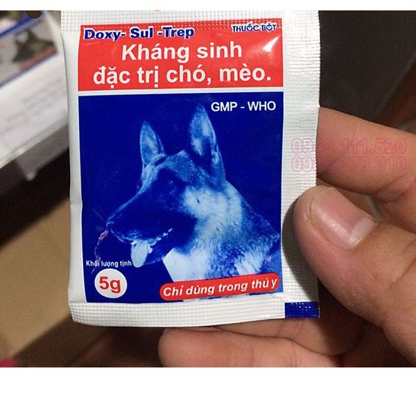 Doremiu - Doxy Sul Trep gói 5gr Kháng sinh chó mèo - đi ỉa kiết lị chó dạng uống