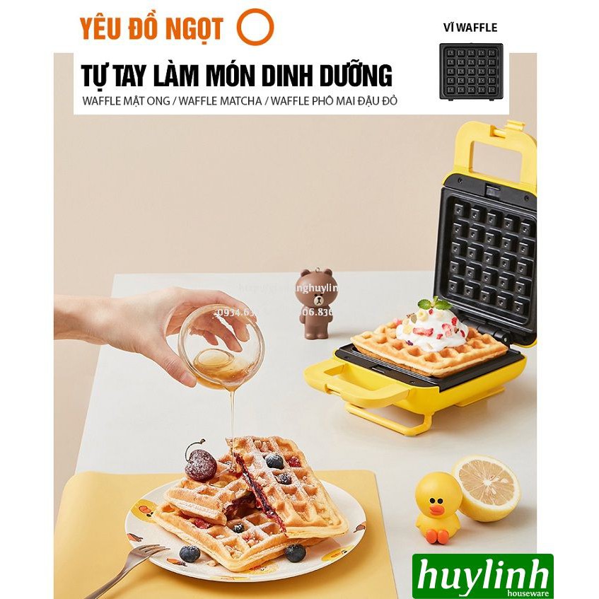 [Mã ELHAMS5 giảm 6% đơn 300K] Máy làm - nướng bánh sandwich, waffle Joyoung Line SK-T1 - 600W [Brown x Sally]