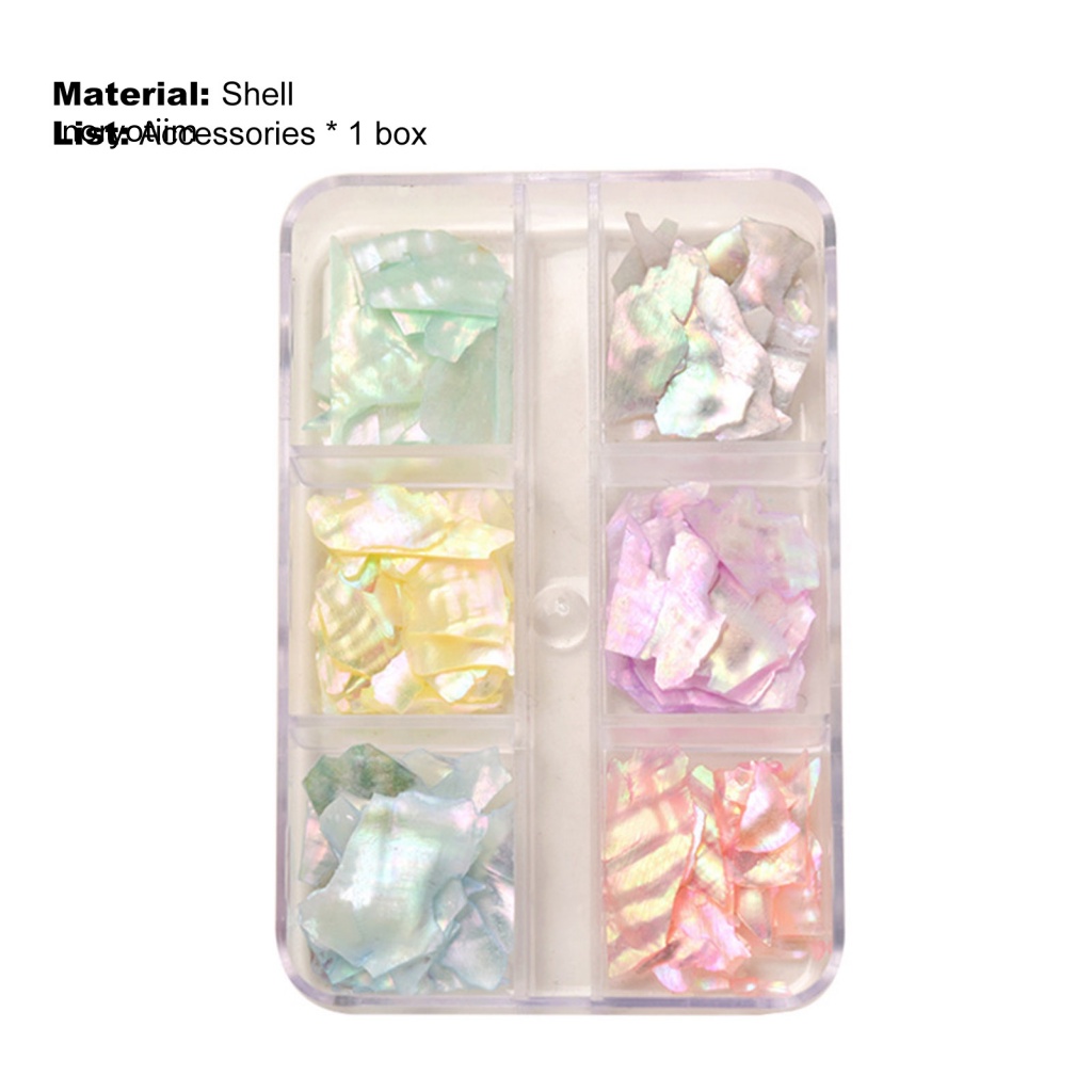 NOR| 1Box Nail Ornament High-bright Fine Shells Manicure Ornament Exquisite