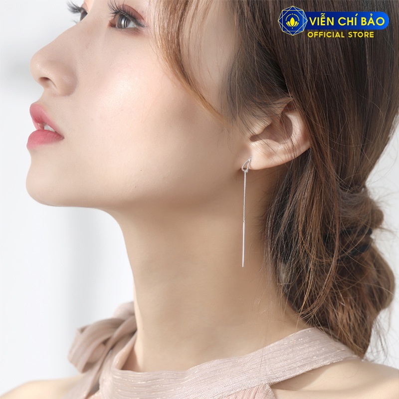 Bông tai bạc nữ thanh dài hình giọt nước chất liệu bạc S925 thời trang phụ kiện trang sức nữ Viễn Chí Bảo B400228