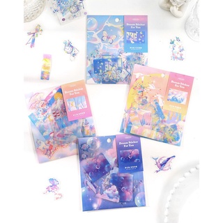 Sticker - nhãn dán nghệ thuật - trang trí sổ tay, điện thoại - Đảo mộng mơ - màu sắc cầu vồng cực xinh - 1 gói 40 miếng