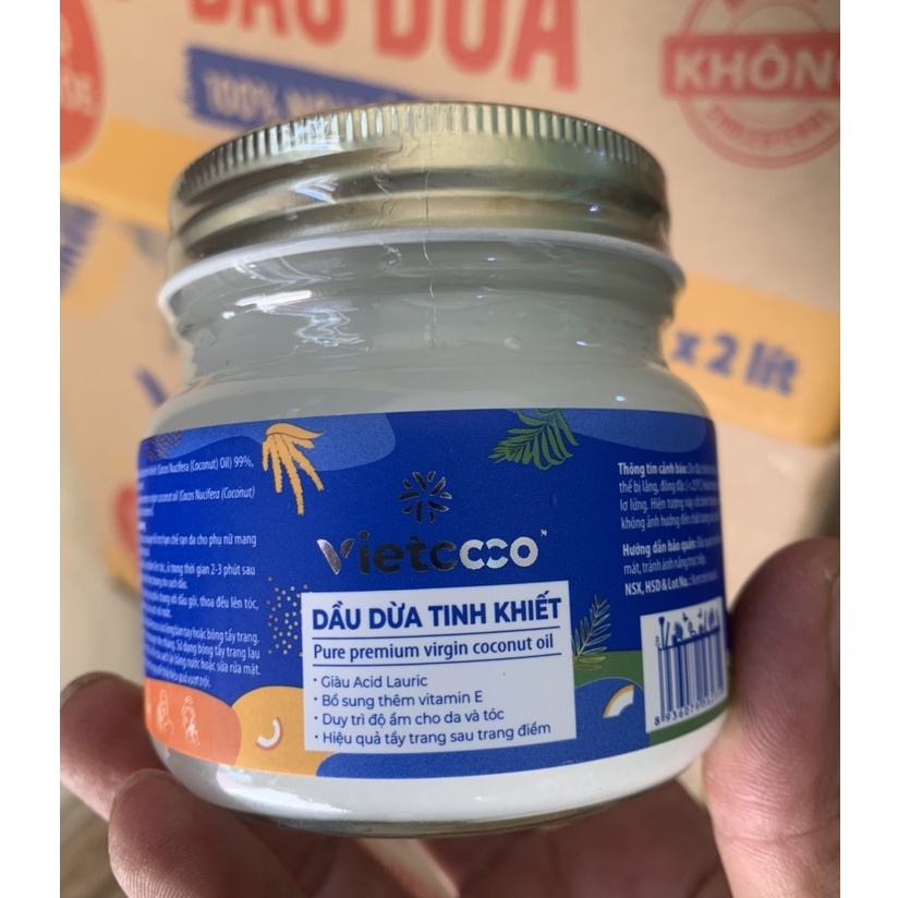 Dầu Dừa 100% Nguyên Chất Vietcoco : HŨ 200ML - XỊT 130ML
