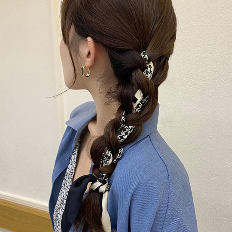 Khăn Lụa Làm Băng Đô Cho Nữ Họa Tiết Đơn Giản Thời Trang Hàn