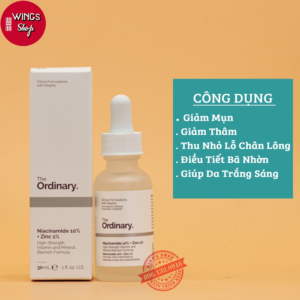 Tinh Chất The Ordinary Niacinamide 10% + Zinc 1% Giúp Cân Bằng Bã Nhờn Làm Sáng Da Và Thu Nhỏ Lỗ Chân Lông 30ml