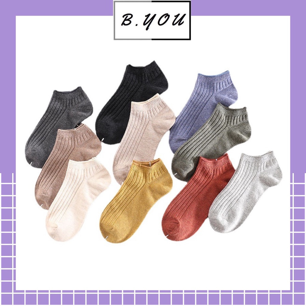 Tất nữ trơn cổ ngắn nhiều màu, phong cách hàn quốc, chất liệu thoáng mát, thấm hút mồ hôi TT91