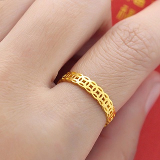 Nhẫn Kim Tiền Nữ Titan Xi Mạ Vàng Cao Cấp 24k (Có Hộp Nhựa) - Trang Sức Hava Hong Kong