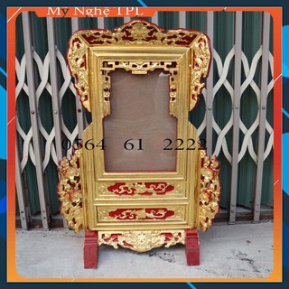 Khung hình chiện mai gỗ mít sơn son thếp vàng 2 cỡ hình thờ
