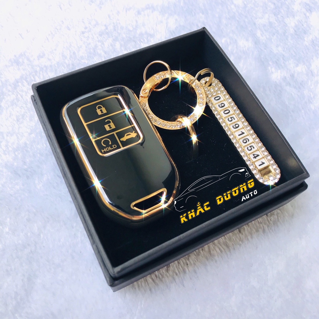 Ốp chìa khoá Honda City Civic CRV Brio Jazz TPU 4 nút đính đá nhân tạo sang trọng