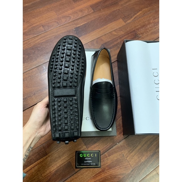 Giày lười nam G u c c i, giày moca da thật đế cao su non, lót da. Hàng super fullbox thẻ bill
