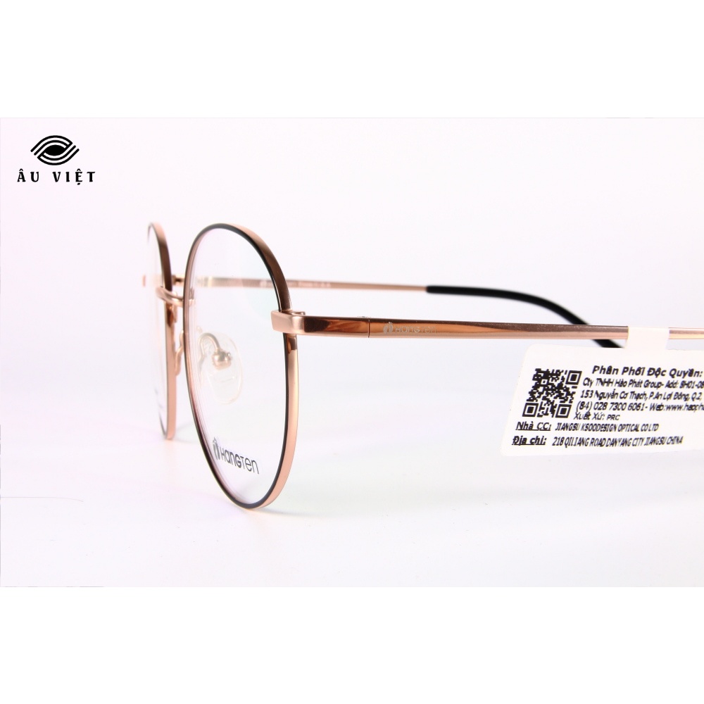 Gọng kính titanium Hangten HT-94169 màu vàng hồng Full box