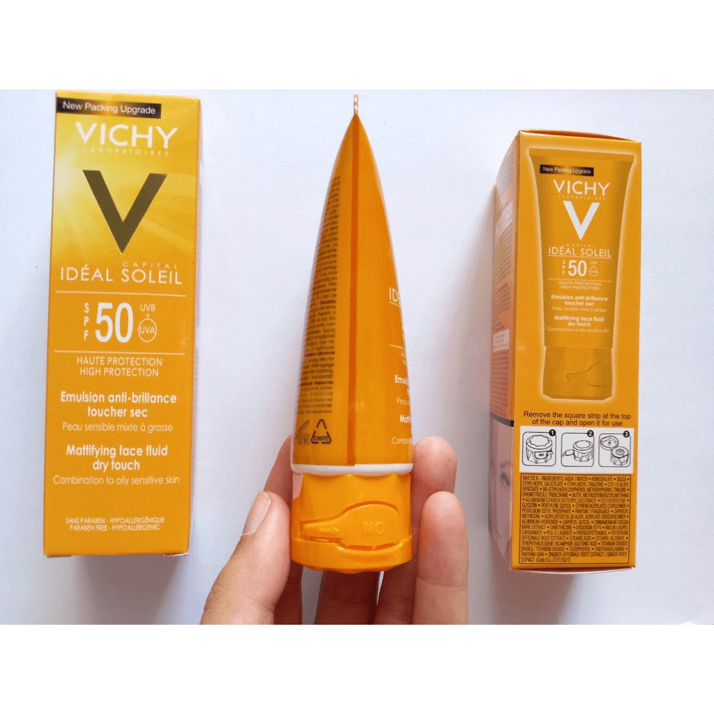 [ Mua để nhận quà ]  Kem Chống Nắng Vichy Thoáng Nhẹ Không Bóng Dầu SPF 50 60ml Ideal Soleil Dry Touch SPF 50