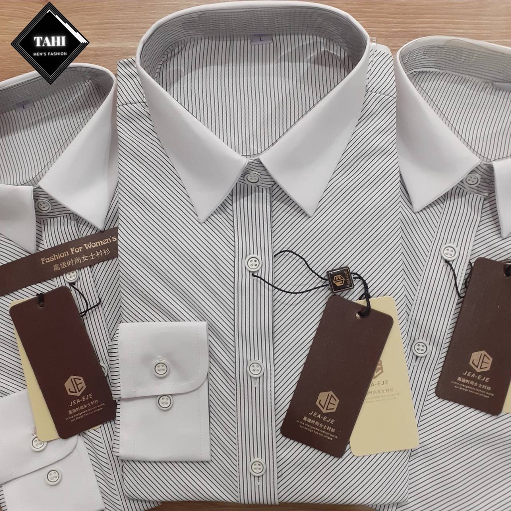 Áo Sơ Mi Nam Dài Tay Đẹp TAHISM023 Kẻ Sọc Phối Cổ Màu trắng chất Cotton Thoáng Mát | BigBuy360 - bigbuy360.vn