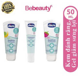 Combo kem đánh răng - gel giảm sưng lợi chicco cho bé từ 4- 6 -12 tháng tuổi 50ml
