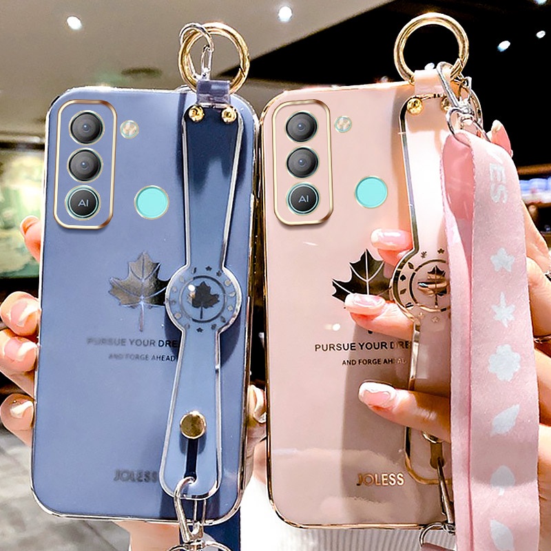 Ốp Điện Thoại Siêu Mỏng Họa Tiết Lá Phong Có Dây Đeo Cho Infinix Smart 4 4C 5 5Pro 6 Spark 5Pro 7 7Pro Spark 6 GO 6Air 5Air Spark GO 2022