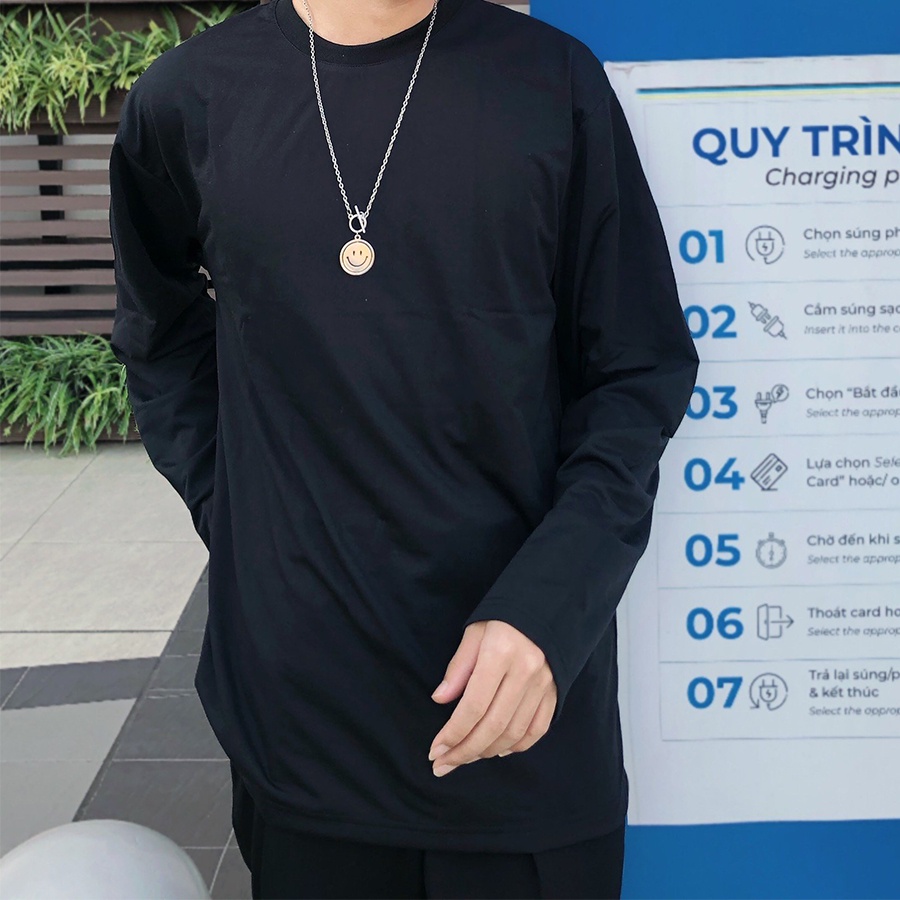 Áo Thun Nam Nữ Dài Tay Unisex. Áo thu đông trơn tay dài cổ tròn basic giữ nhiệt form vừa | BigBuy360 - bigbuy360.vn