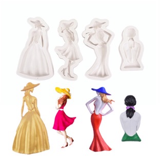 Set 4 khuôn silicon hình cô gái