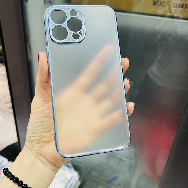 Ốp Lưng Likgus Nhám iPhone 13, 13 Pro, 13 Pro Max viền màu xanh seria bảo vệ cụm camera