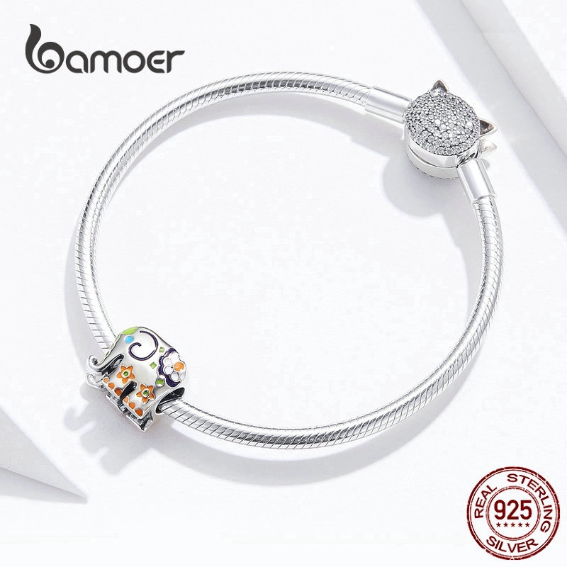 Hạt Charm Bamoer Hình Voi Bảo Hộ Kiểu Thái Tráng Men Nhiều Màu Dùng Để Tự Làm Trang Sức Dành Cho Nữ