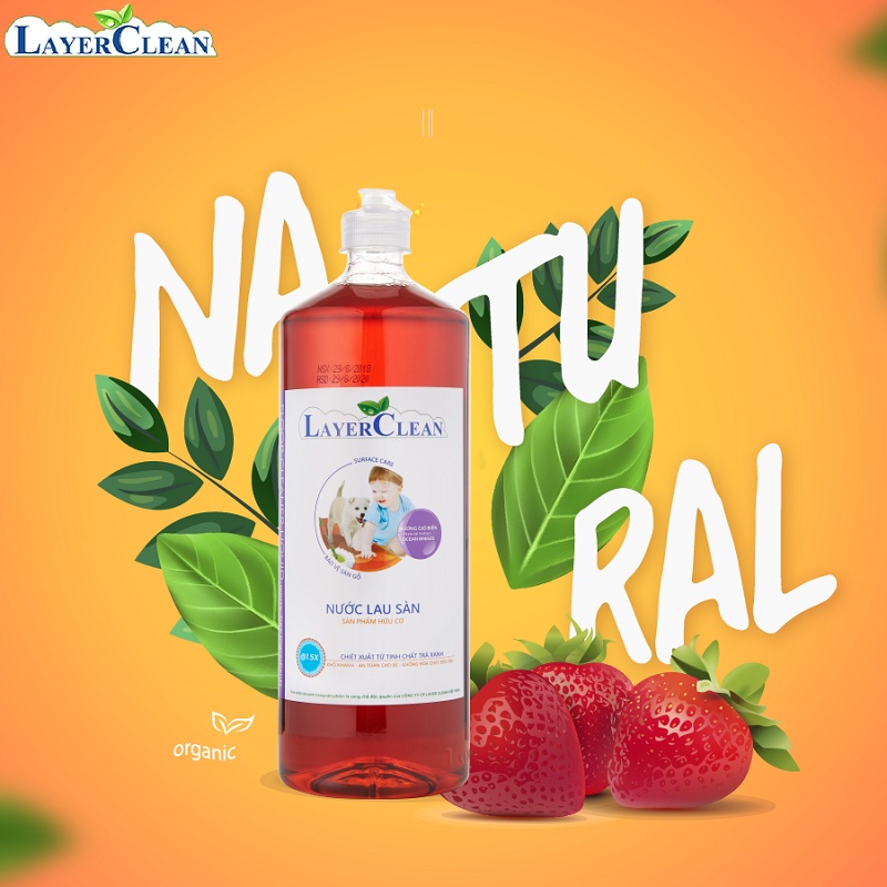 Nước lau sàn Hữu cơ LayerClean hương gió biển 1,25 lít - Khô nhanh, Diệt vi khuẩn, Bảo vệ sàn gỗ