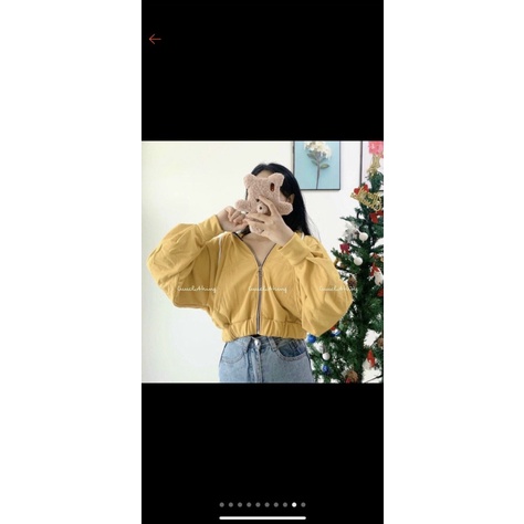 (HCM) ÁO KHOÁC NỈ CROPTOP TAY PHỒNG CÓ MŨ SIÊU XỊN CHO CÁC CHỊ EM - THỜI TRANG HÀN QUỐC 2022 KME FASHION