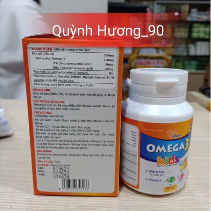 Viên uống OMEGA 3 KIDS lọ 60 viên giúp bổ sung DHA cho bé phát triển thị lực và não bộ