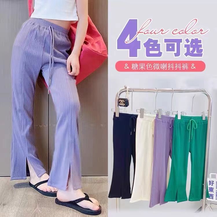 [Hàng Mới Về] Quần Ống Loe Dài Đến Mắt Cá Chân Bằng Lụa Lạnh Thoải Mái Dễ Phối Đồ Phong Cách Hàn Quốc Cho Bé Gái