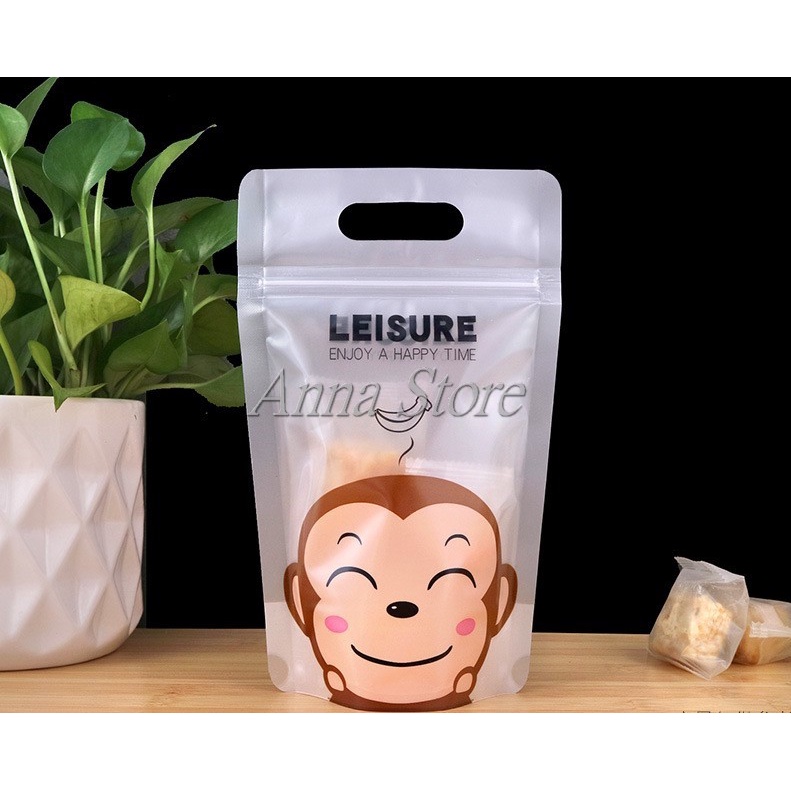 Sỉ - Túi Zip Đựng Trà Sữa Siêu Cute 500ml