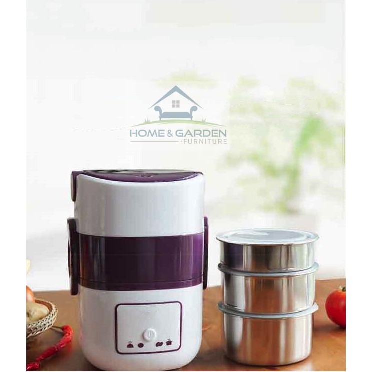 Hộp nấu và hâm nóng cơm lồng Inox 03 tầng Home and Garden A06 (Trắng)... HÀNG MỚI !!!!